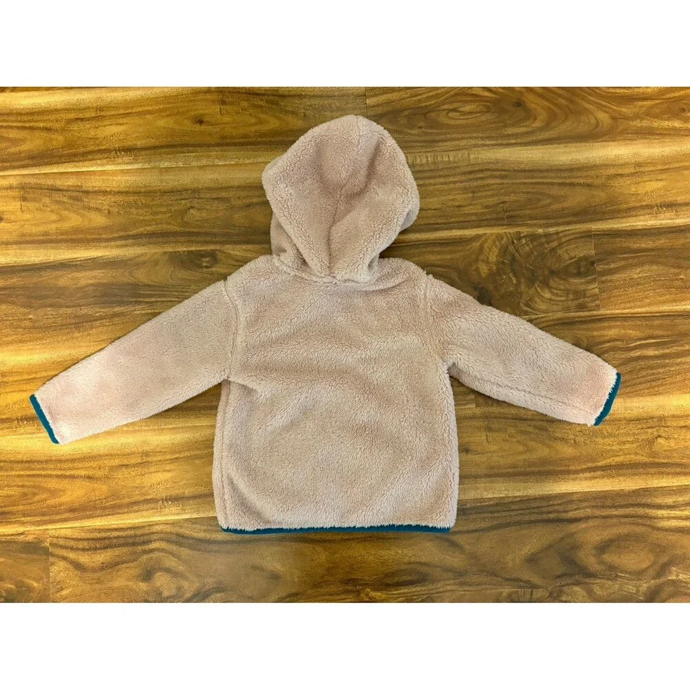 Hanna Andersson Marshmallow Fleece Jacket, Pink with Teal Trim, Size 3T